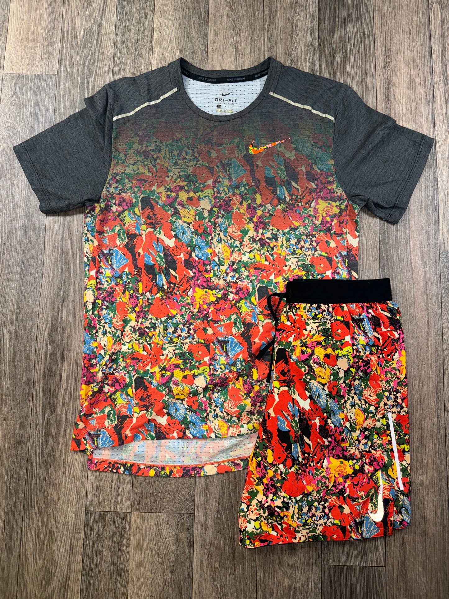 Orange floral short/tshirt set