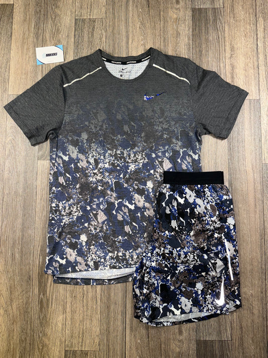 Blue floral miler and short set