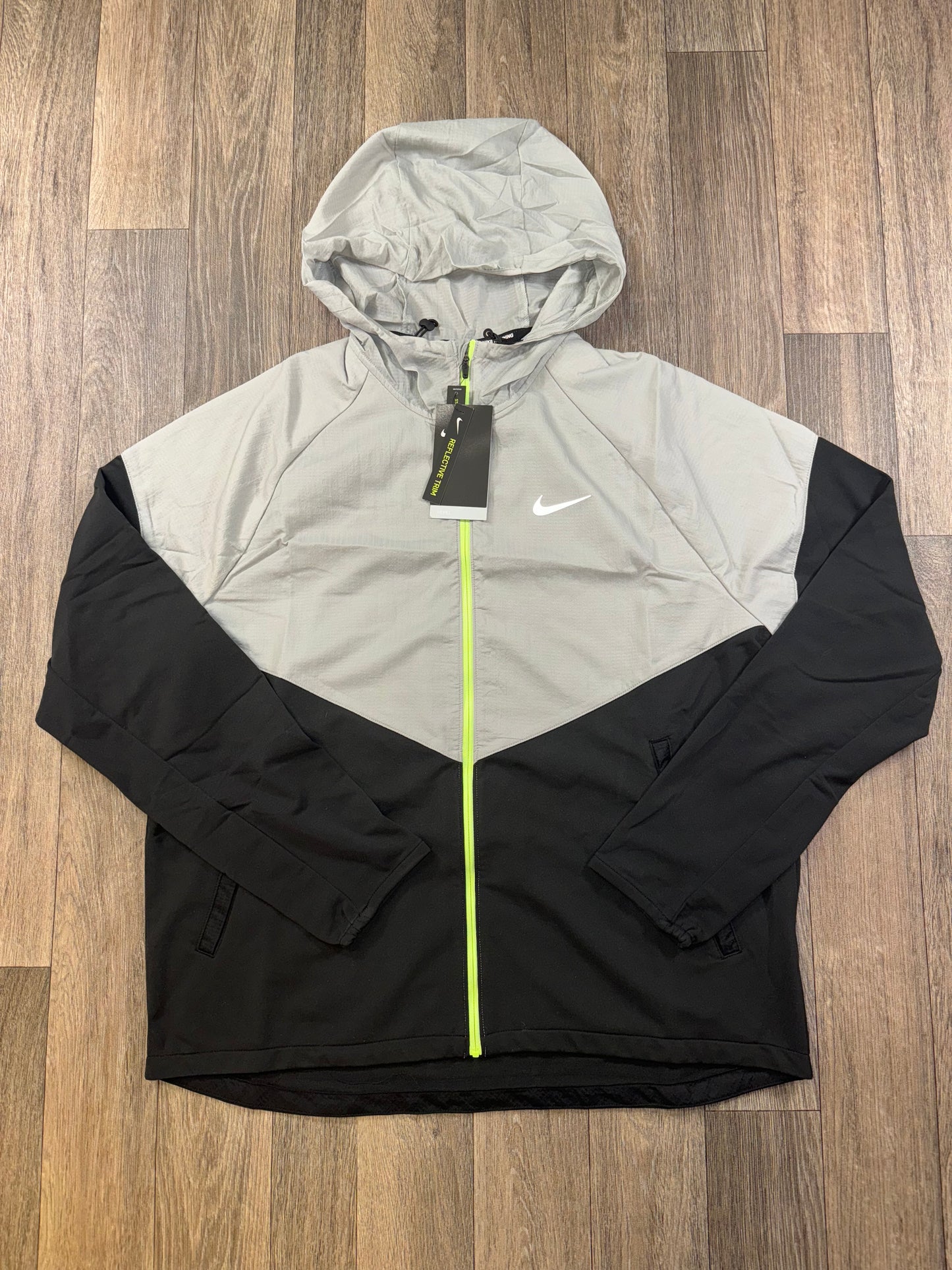 Grey/Neon zip windbreaker