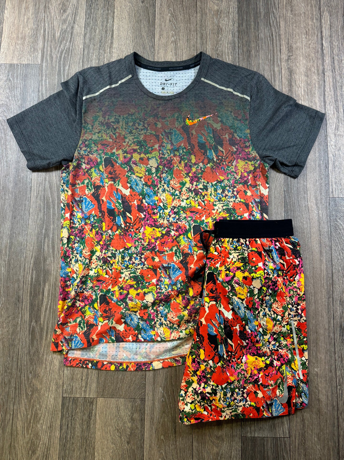 Orange floral short/tshirt set